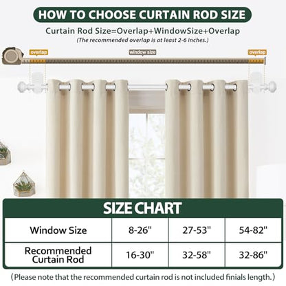 KAMANINA Curtain Rods No Drilling for Windows 32 to 86 Inches, White 2 Pack - color: White, size: 32-86"（2Pack）