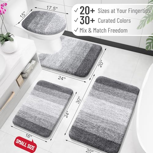 OLANLY Small Bathroom Rugs 24x16, Extra Soft Absorbent Microfiber Bath Rugs - color: Grey, size: 24" X 16"