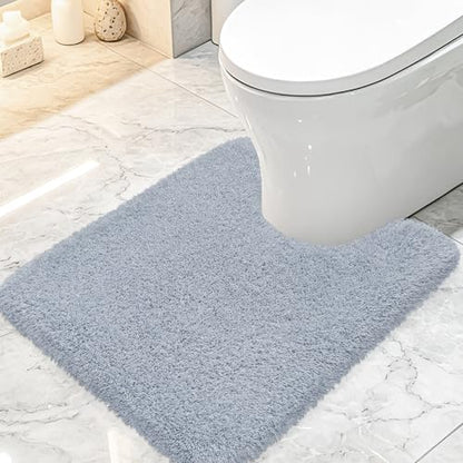 Toilet Rugs U-Shaped 24"x20", Absorbent Contour Bath Rug - color: Blue Grey, size: 24" x 20"(U-Shape)