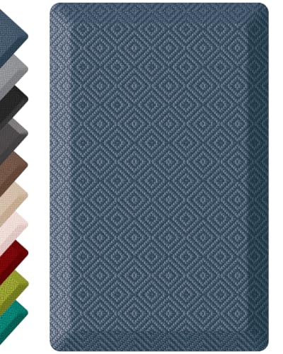 Ophanie Kitchen Mats for Floor,3/4 inch Thick,20x32 Anti Fatigue Cushioned Mat,Kitchen Rugs,Waterproof,Comfort Ergonomic Standing Mat for Office,Home,Sink with 99+ Pairs of Anti-Slip Bottom Ridges - color: Blue, size: 20"L x 32"W x 0.8"Th