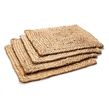 Savi Home Jute Braided Placemats Set of 4 Reversible Natural 13 Inch Square - size: 13" Square