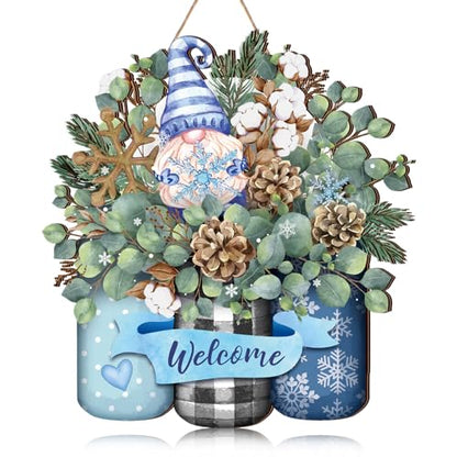 Christmas Decor Wreath for Front Door Xmas Door Sign, Snowflake - style: Snowflake