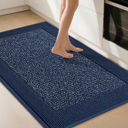 BEQHAUSE Kitchen Rugs 32"x48", Non Slip Kitchen Floor Mats Washable, Blue - color: Blue, size: 32" X 48" (Rectangular)
