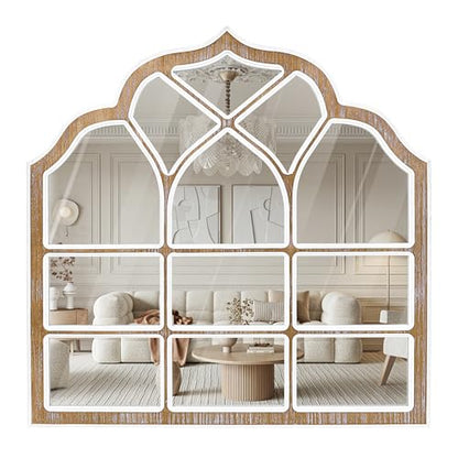 36x36 Inch Window Pane Wall Mirror, Farmhouse Gothic Arched Mirror - color: H - Window - 36x36 in