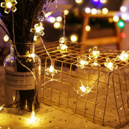 33ft 100 LED Plug in Glow Warm Fairy Flower String Lights Christmas Decor - color: Warm White