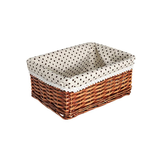 Small Rectangular Wicker Storage Basket With Liner