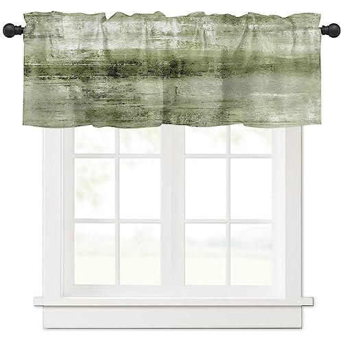 Green Kitchen Curtains Abstract Art Valances for Windows Farmhouse Window Treatment Valances Rod Pocket Short Curtain Valance for Bathroom Bedroom Living Room Cafe Decor, 54 X 18 Inch,1 Panel - color: Green, size: 54"W x 18"L (Pack of 1)
