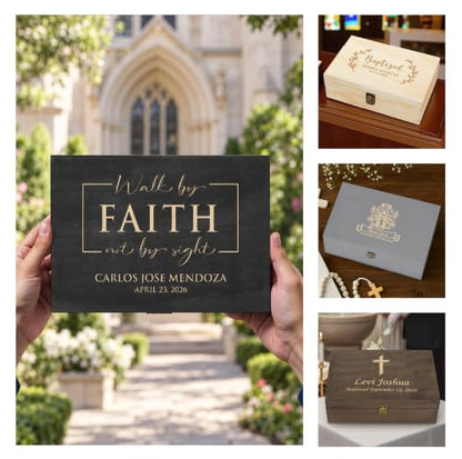 Personalized Baptism Keepsake Box, Christening & First Communion Gift - style: 14. Baptism Designs 2