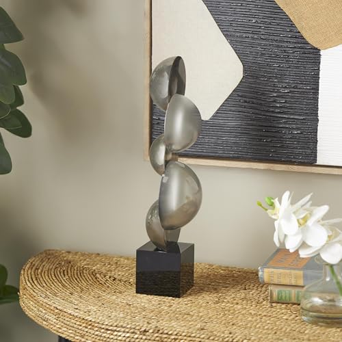 Deco 79 Glass Abstract Decorative Sculpture Stacked Orb Home Decor Statue with Black Base, Accent Figurine 5" x 4" x 16", Black - size: 5" x 4" x 16"