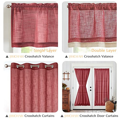 jinchan Kitchen Valance Curtain Double Layers, 50x16, 1 Panel, Burgundy - color: Double Layer | Burgundy, size: 50"W x 16"L (Pack of 1)