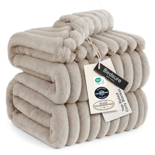 Bedsure Soft Cal Size Blanket for Bed Beige 102"x96" - color: Beige, size: California King