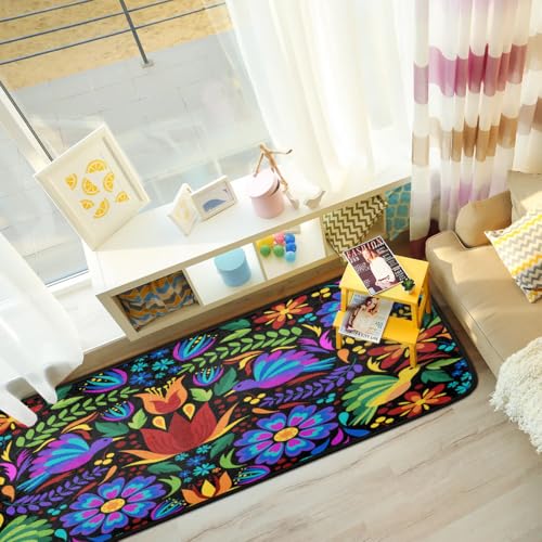 Floral Mexican Birds Kitchen Rugs Indoor Outdoor Non Slip Kitchen Floor Mats Area Rugs Runner Rug Laundry Room Rug 40x20 in - size: 1'8" x 3'4" (Runner)