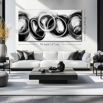MXUNYZ Black and White Abstract Canvas Wall Art 58x29 Inch - color: Black, size: 58"L x 29"W