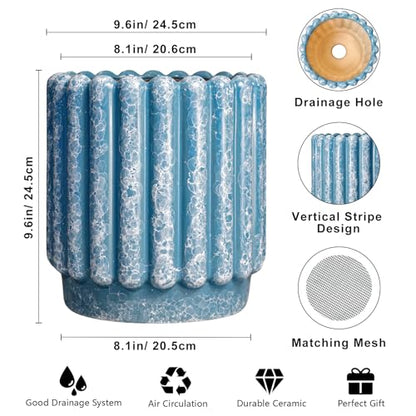 Ceramicfor Ceramic Planter, 9.6 Inch, Blue - color: Sky Blue, size: 9.6 Inch