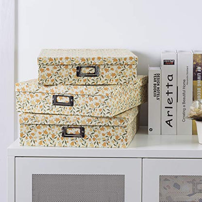 Soul & Lane - Keepsake Storage Boxes with Lids, Set of 3, Floral Dance - color: Floral Dance