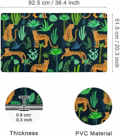 Kitchen Floor Mat 36x20in Waterproof Anti-Fatigue Kitchen Mats - color: Cheetah in Plant