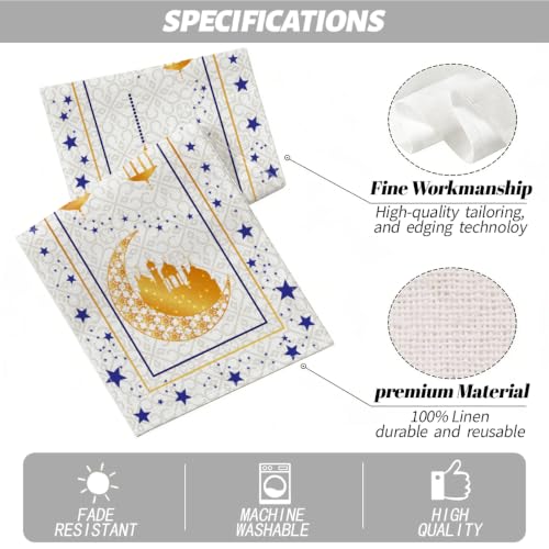 Ramadan Eid Mubarak Table Runner, Golden Crescent Moon Lantern Decorative - color: Muslim Holiday