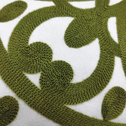 Alysheer Embroidered Lumbar Throw Pillow Cover 12"x 20", 1pc Olive Green - color: Olive Green, size: 20" x 12" (Pack of 1)