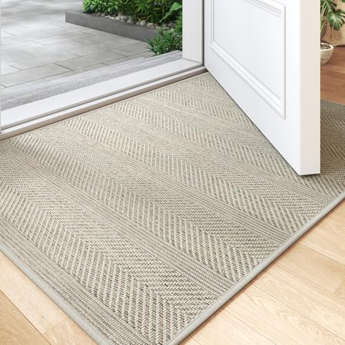 Thin Front Door Mat Indoor Entrance, Non Slip Doormat 36"x59" Beige - color: B Beige, size: 36"x59"