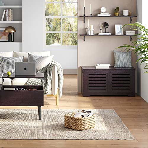 DINZI LVJ Long Wall Shelves, 47.3Inch Wooden Floating Shelves with Brackets - color: Espresso, size: 47.3 Inch