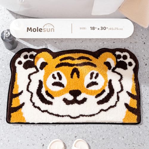Molesun Tiger Bath Mat 18x30, Soft Absorbent Microfiber Bath Rugs - color: Tiger