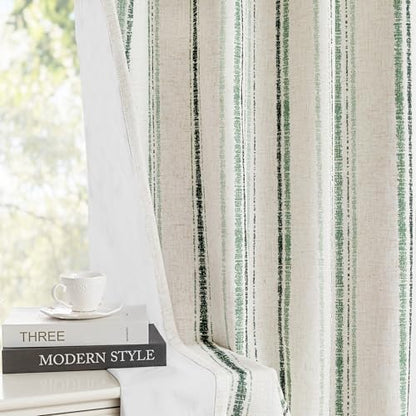 MYSKY HOME 100% Blackout Striped Curtains for Living Room 52Wx96L,2 Panels - color: Green/Blackout, size: 52"W x 96"L (Pack of 2)