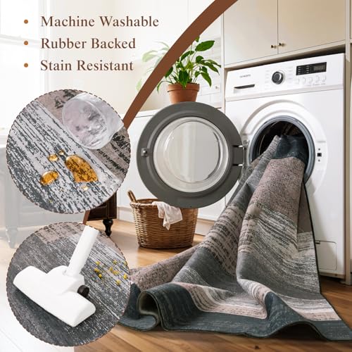 LIANLAM 6x9 Washable Area Rugs for Living Room and Bedroom(6x9,Black&Gray) - color: Chocolate, size: 6' x 9' (Rectangular)