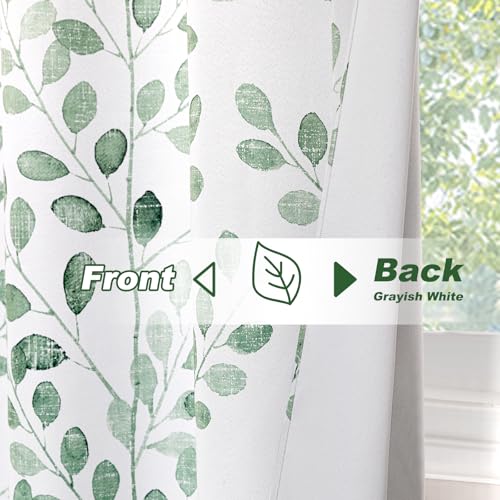 MYSKY HOME Green Leaf Curtains 90 Inch Length for Bedroom Grommet 2 Pcs - color: Leaf-green, size: 52"W x 90"L (Pack of 2)