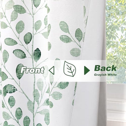 MYSKY HOME Green Leaf Curtains 72 Inch Length for Living Room Grommet 2 Pcs - color: Leaf-green, size: 52"W x 72"L (Pack of 2)