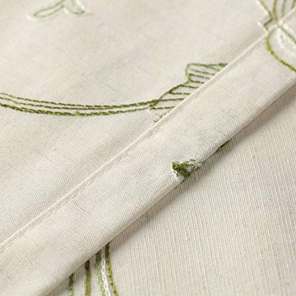 VOGOL Green Vine Embroidered Kitchen Tier Curtains, W30 x L36, 2 Panels - color: Green, size: 30"W x 36"L (Pack of 2)