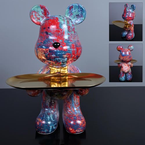 Bear Statue Resin Tray Sculpture for Home and Office Decor, Suitable for Bedroom, Living Room, Office on Table, Desktop, Shelves and Cabinet (Abstract) - color: Abstract