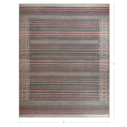 Vibe Stripe 3' x 5' Rust Red & Clay Accent Rug - Persian-inspired design - size: 3' x 5' (Rectangular)