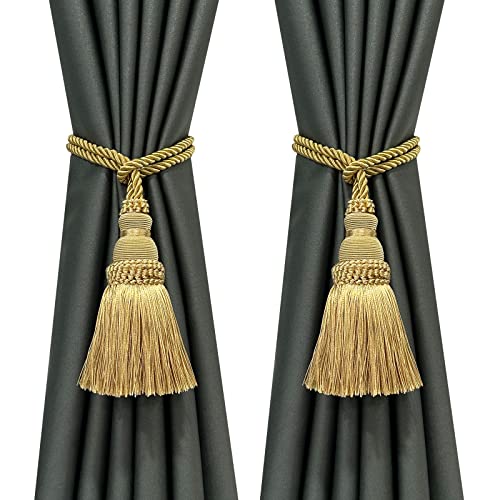 6 Pack Curtain Tie Backs Rope Tassels for Curtain Holdback - color: Gold, size: 6p
