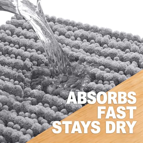 OLANLY Bathroom Runner Rugs 59x24, Thick Soft Absorbent Chenille Bath Rugs - color: Grey, size: 59" x 24"
