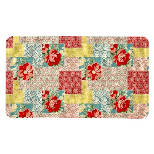 Boho Floral Kitchen Mats Non Slip Bohemia Flowers Kitchen Rugs Farmhouse Home Decor Low-Profile Washable Floor Mat 30x17 Inch - color: Boho Kitchen Mat-06, size: 30x17 inch