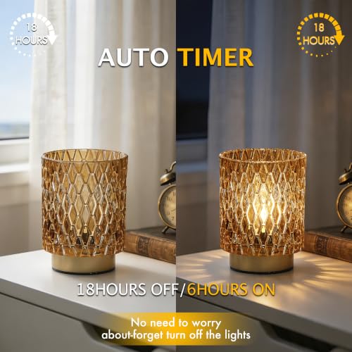ULAROOM Battery Operated Table Lamp,Cordless Small Accent lamp, Amber - color: Amber-3AA
