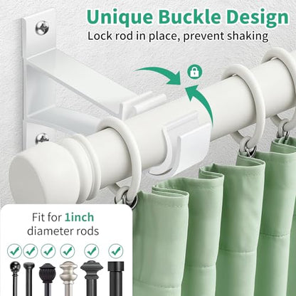 KOLAKO Curtain Rod Brackets Set of 4 White Heavy Duty Single Rod Holders Hooks for 1 Inch Drapery Rods - color: White, size: Set of 4