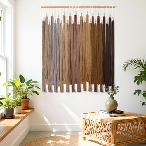 Macrame Wall Hanging Large Boho Home Decor Aesthetic Modern Chic Wall Art - color: Brown