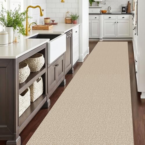 EARTHALL Washable Runner Rug, Non Slip Hallway Runner, 3x16 Ft, Sand/Beige - color: Sand/Beige, size: 3' x 16' (Rectangular)