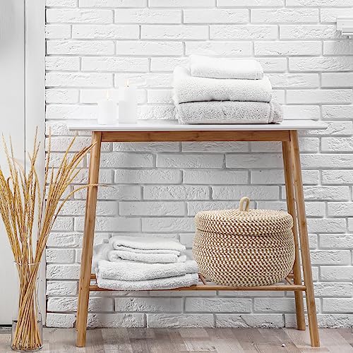 Angoily Storage Basket, 6.6 Quarts Woven Cotton Rope Basket with Lid, 1.6 Gal Small Round Decorative Storage Organizier Bin Box for Nursery, Living Room, Blanket, Home Decor, Bedroom