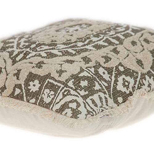 HomeRoots Boho Garland Beige and Dark Brown Decorative Accent Pillow