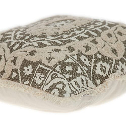 HomeRoots Boho Garland Beige and Dark Brown Decorative Accent Pillow
