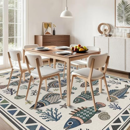 Fish Ocean Area Rug 4x6 for Living Room Coastal Rugs Low Pile Soft Non Slip - color: Fish, size: 4'x6' (Rectangular)