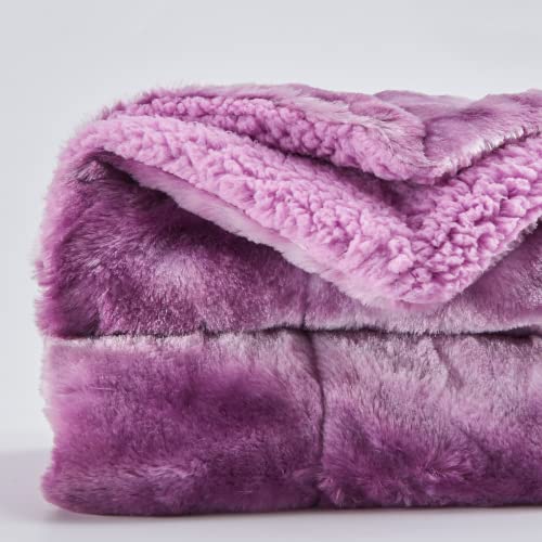 NEWCOSPLAY Faux Fur Sherpa Throw Blanket for Couch, Light Purple, 40"x50" - color: Light Purple, size: Throw(40"x50")