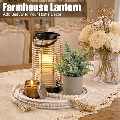 Novabright 6 Pcs Farmhouse Lantern Decor Set Candle Lanterns Rustic Bobo - style: Rustic Bobo
