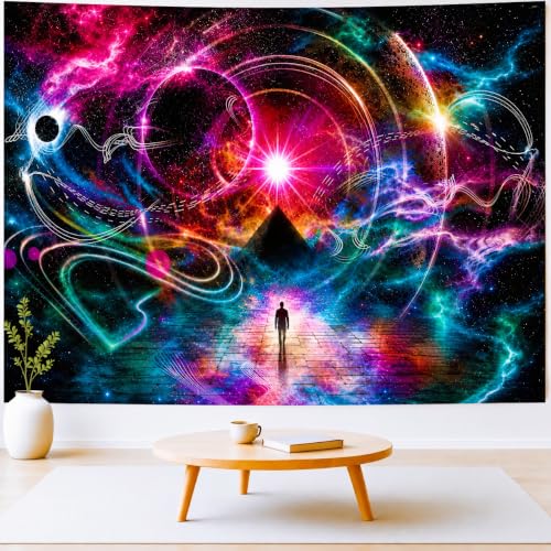 Delur Time Travel Tapestry Galaxy Universe Starry Sky Wall Hanging Tapestry Milky Way Outer Space Abstract Psychedelic Nebula Headboard for Bedroom Living Room Home Decor (59.1" x 78.7") - color: Time Travel, size: 59.1"L x 78.7"W