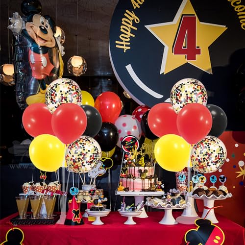 ZJDHPTY Mouse Birthday Decorations,4Set Red Yellow Black Balloon Stand Kit - color: Red Yellow Black 4