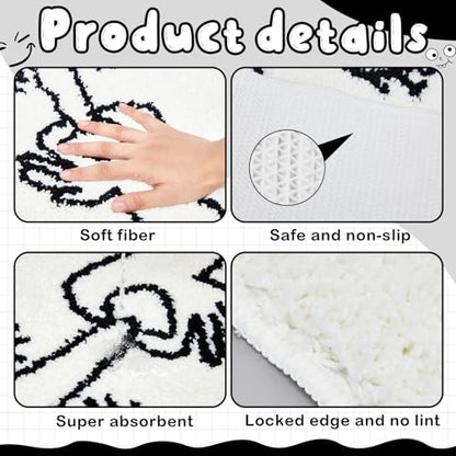 Drydiet U Shaped Toilet Rug Washable Cute Bath Mat 24x20,Stick Figure - style: Bad Smell Humorous