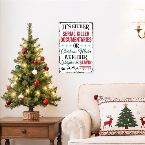 Funny Christmas Movie Metal Sign Xmas Horror Movie Sign Wall Decor
