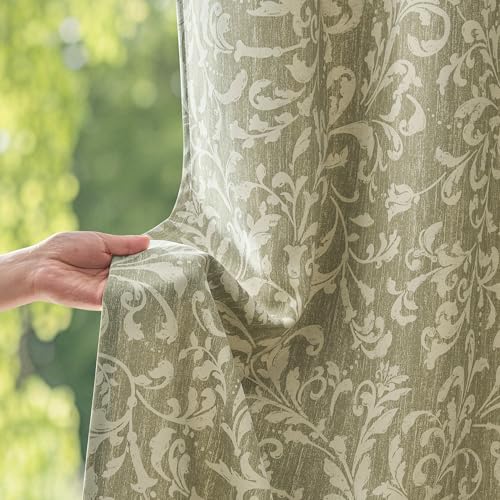 jinchan Sage Floral Curtians 63 Inch Room Darkening Grommet 2 Panels - color: *Dusty Sage, size: 50"W x 63"L (Pack of 2)